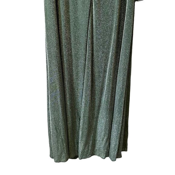 NWT Ieena Mac Duggal Women's Plus Size 49088 Faux Wrap Shimmery Gown Green 14 - Picture 9 of 14